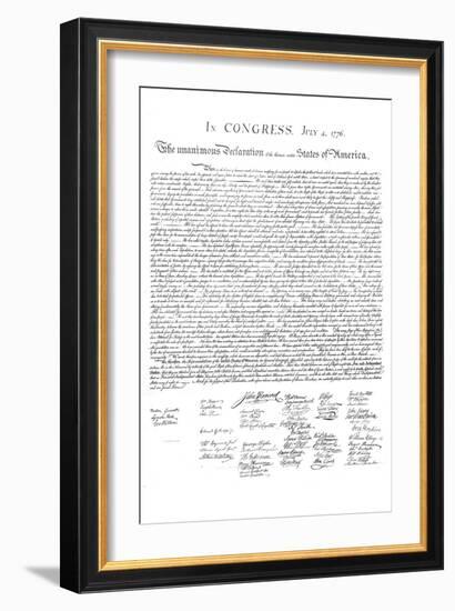 Declaration of Independence Authentic Reproduction White Art Poster Print-null-Framed Art Print