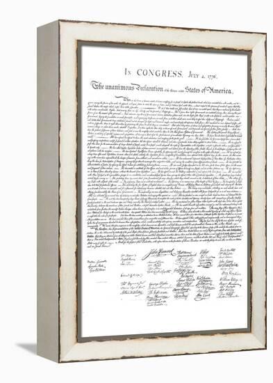 Declaration of Independence Authentic Reproduction White Art Poster Print-null-Framed Stretched Canvas