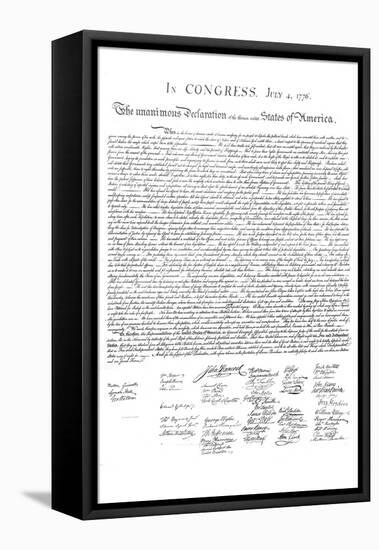 Declaration of Independence Authentic Reproduction White Art Poster Print-null-Framed Stretched Canvas