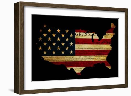 Declaration of Independence Grunge America Map Flag-Veneratio-Framed Art Print