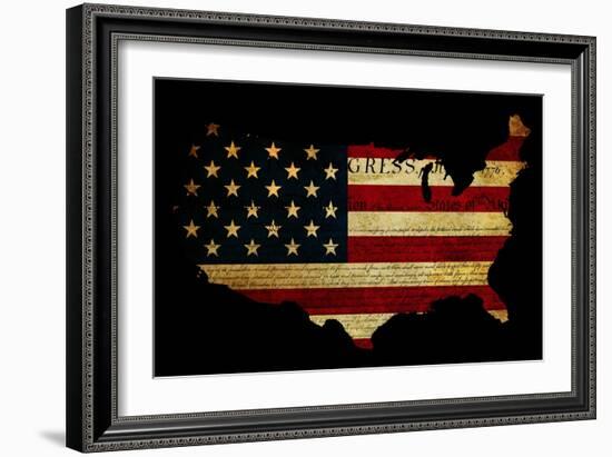 Declaration of Independence Grunge America Map Flag-Veneratio-Framed Art Print