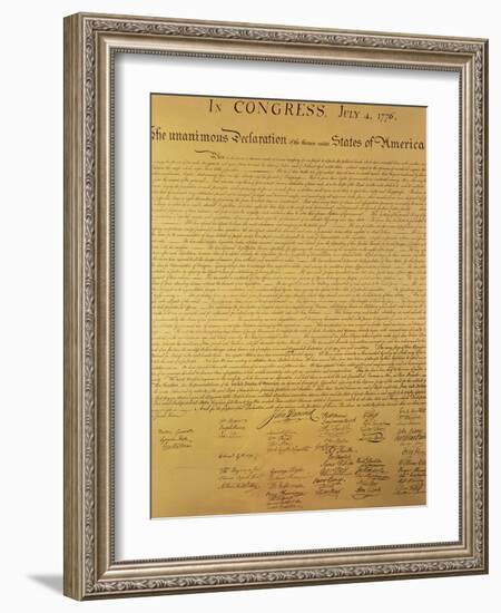 Declaration of Independence of the 13 United States of America of 1776, 1823 (Copper Engraving)-null-Framed Giclee Print