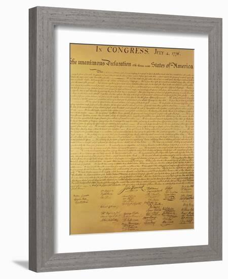 Declaration of Independence of the 13 United States of America of 1776, 1823 (Copper Engraving)-null-Framed Giclee Print