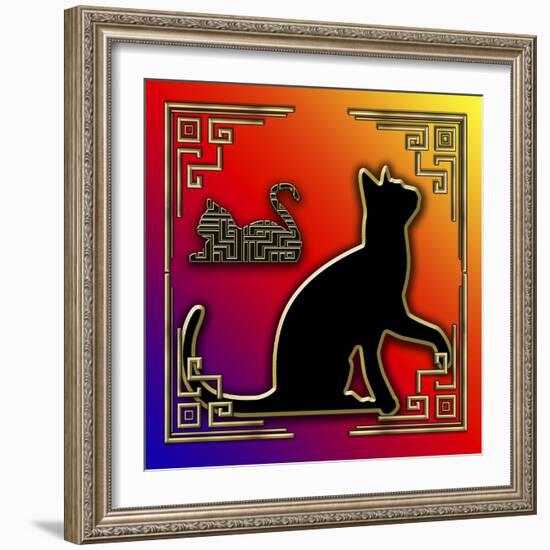 Deco Cats 3 Frame 2-Art Deco Designs-Framed Giclee Print