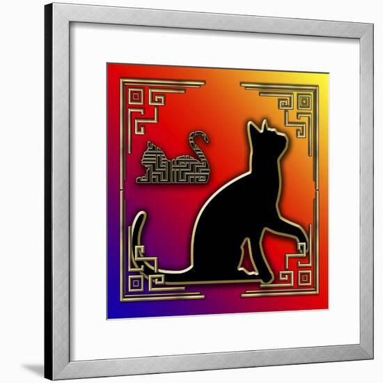 Deco Cats 3 Frame 2-Art Deco Designs-Framed Giclee Print