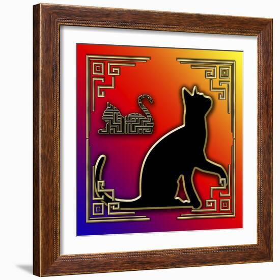 Deco Cats 3 Frame 2-Art Deco Designs-Framed Giclee Print