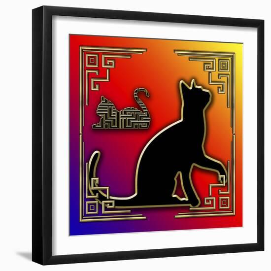 Deco Cats 3 Frame 2-Art Deco Designs-Framed Giclee Print