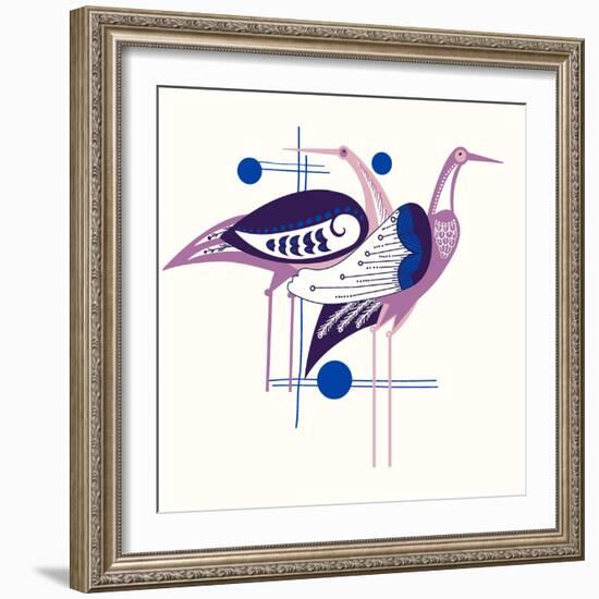 Deco Cranes--Framed Giclee Print