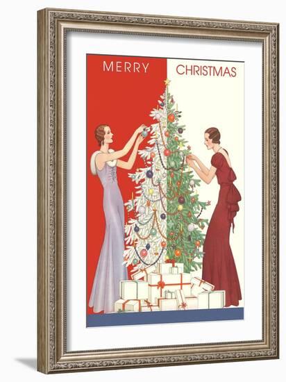 Deco Merry Christmas with Tree and Presents-null-Framed Art Print