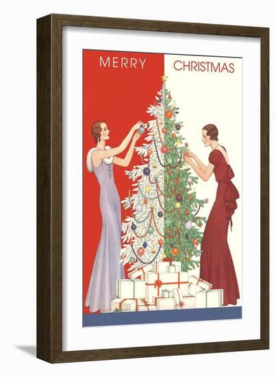 Deco Merry Christmas with Tree and Presents-null-Framed Art Print