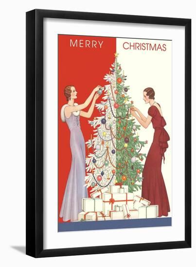 Deco Merry Christmas with Tree and Presents-null-Framed Art Print