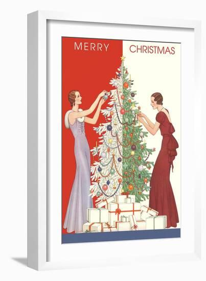 Deco Merry Christmas with Tree and Presents-null-Framed Art Print