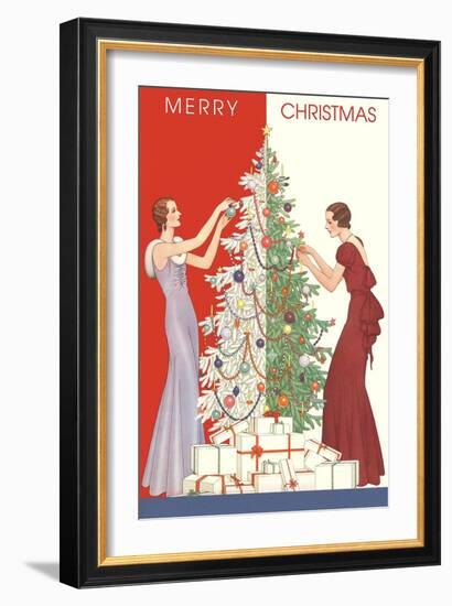 Deco Merry Christmas with Tree and Presents-null-Framed Art Print