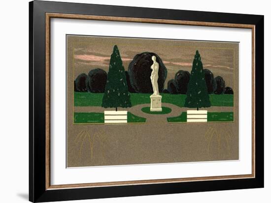 Deco park with Venus de Milo-null-Framed Art Print