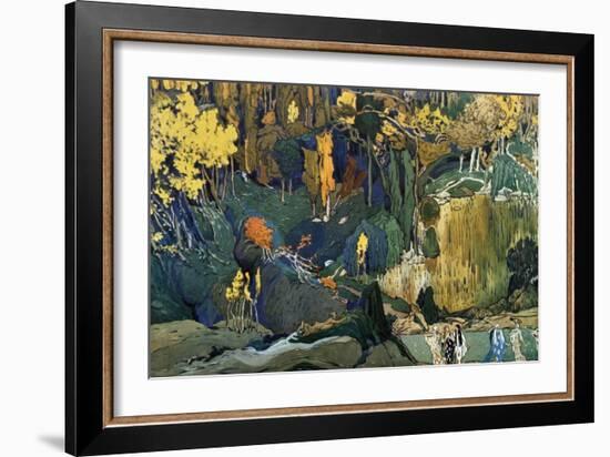 Décor for Debussy's Ballet L'Apres-Midi D'Un Faune (The Afternoon of a Fau), 1912-Leon Bakst-Framed Premium Giclee Print