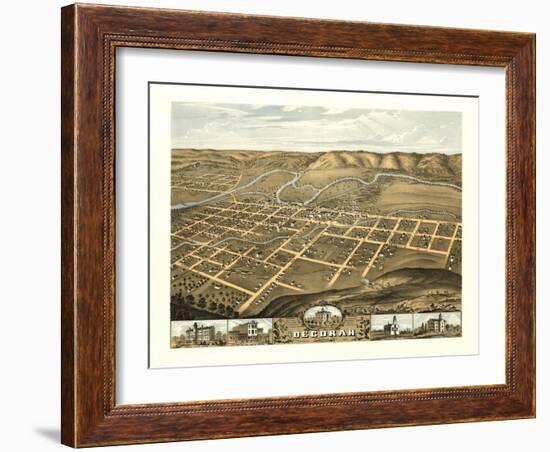 Decorah, Iowa - Panoramic Map-Lantern Press-Framed Art Print