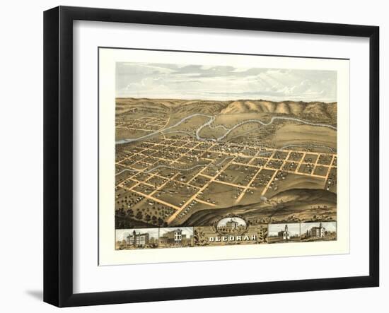Decorah, Iowa - Panoramic Map-Lantern Press-Framed Art Print