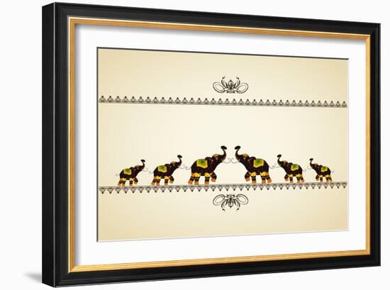 Decorated Elephant Showing Indian Culture-stockshoppe-Framed Art Print