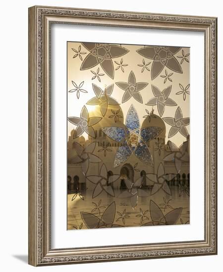 Decorated Glass Door in Sheikh Zayed Grand Mosque, Abu Dhabi, United Arab Emirates, Middle East-Angelo Cavalli-Framed Photographic Print