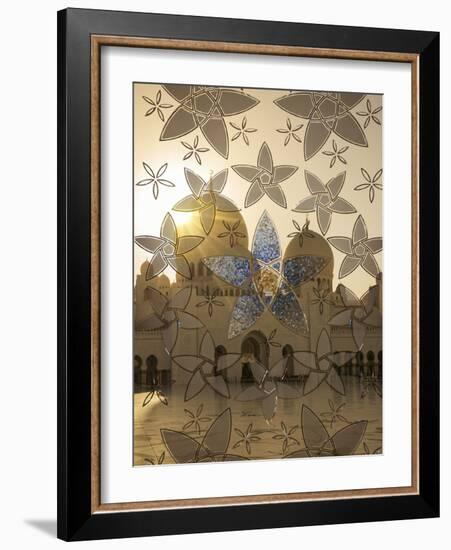 Decorated Glass Door in Sheikh Zayed Grand Mosque, Abu Dhabi, United Arab Emirates, Middle East-Angelo Cavalli-Framed Photographic Print