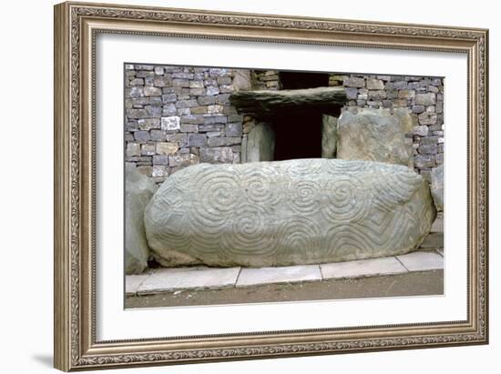 Decorated slab across an entrance to a passage grave, 33rd century BC. Artist: Unknown-Unknown-Framed Giclee Print