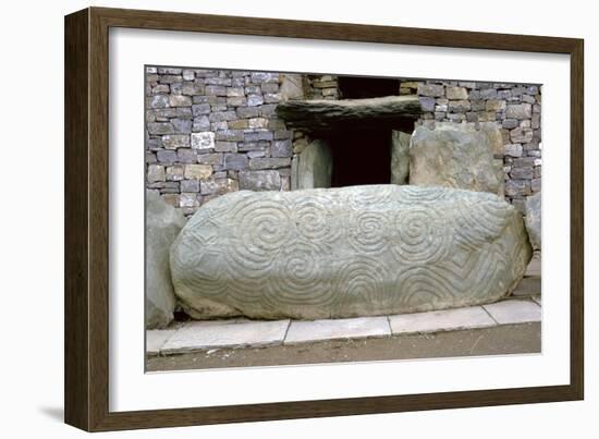 Decorated slab across an entrance to a passage grave, 33rd century BC. Artist: Unknown-Unknown-Framed Giclee Print