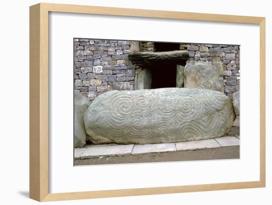 Decorated slab across an entrance to a passage grave, 33rd century BC. Artist: Unknown-Unknown-Framed Giclee Print