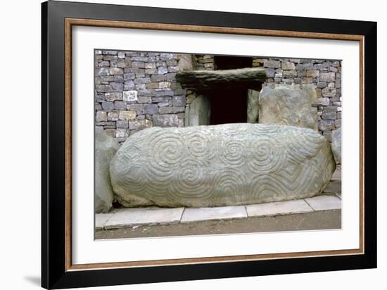 Decorated slab across an entrance to a passage grave, 33rd century BC. Artist: Unknown-Unknown-Framed Giclee Print