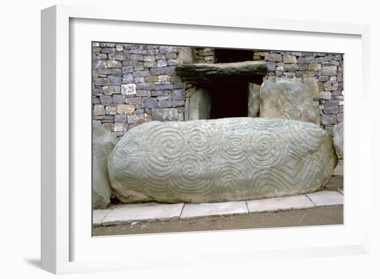 Decorated slab across an entrance to a passage grave, 33rd century BC. Artist: Unknown-Unknown-Framed Giclee Print