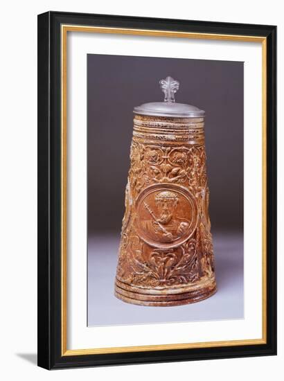 Decorated Stein, Glazed Ceramic, Cologne Manufacture, North Rhine-Westphalia, Germany, 16th Century-null-Framed Giclee Print