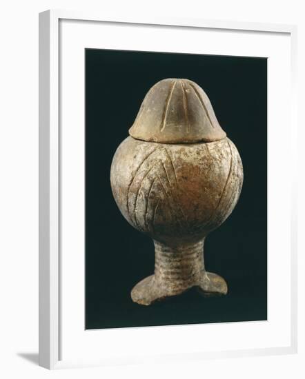 Decorated Terracotta Vase with Lid-null-Framed Giclee Print