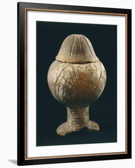 Decorated Terracotta Vase with Lid-null-Framed Giclee Print