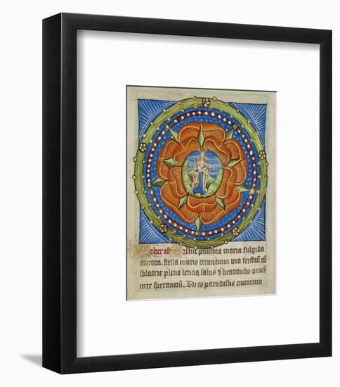 Decorated Text Page - Mary and Jesus in a Rose-Unknown 12 Century Illuminator-Framed Art Print