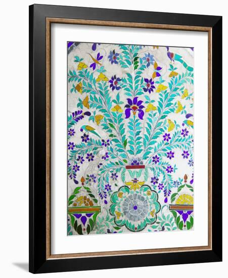 Decorated Tile Painting at City Palace, Udaipur, Rajasthan, India-Keren Su-Framed Photographic Print