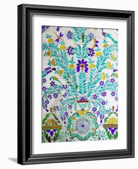 Decorated Tile Painting at City Palace, Udaipur, Rajasthan, India-Keren Su-Framed Photographic Print