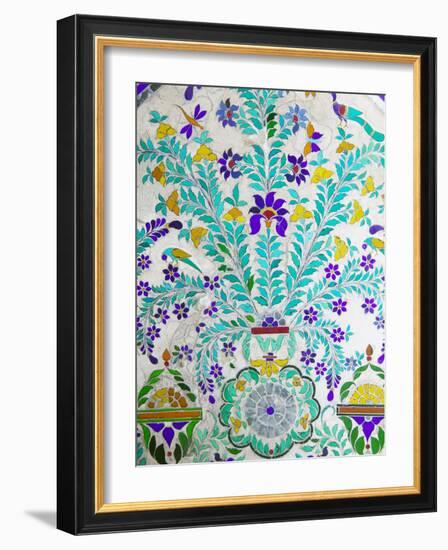 Decorated Tile Painting at City Palace, Udaipur, Rajasthan, India-Keren Su-Framed Photographic Print