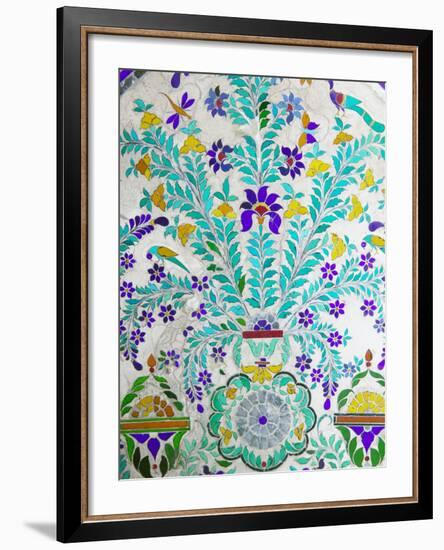 Decorated Tile Painting at City Palace, Udaipur, Rajasthan, India-Keren Su-Framed Photographic Print