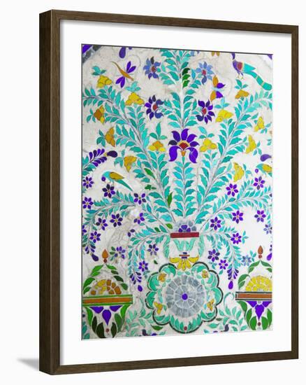 Decorated Tile Painting at City Palace, Udaipur, Rajasthan, India-Keren Su-Framed Photographic Print