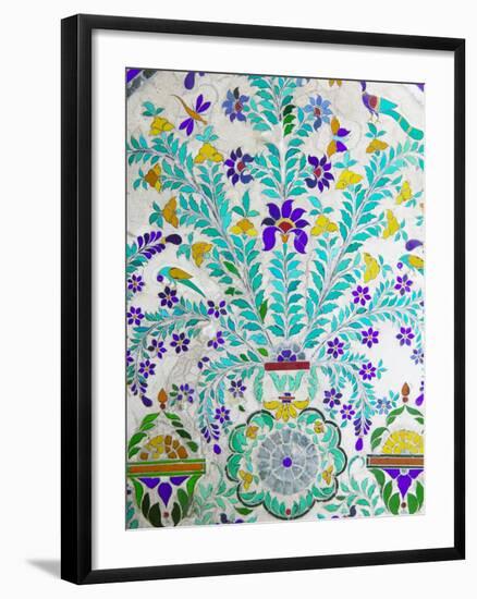 Decorated Tile Painting at City Palace, Udaipur, Rajasthan, India-Keren Su-Framed Photographic Print