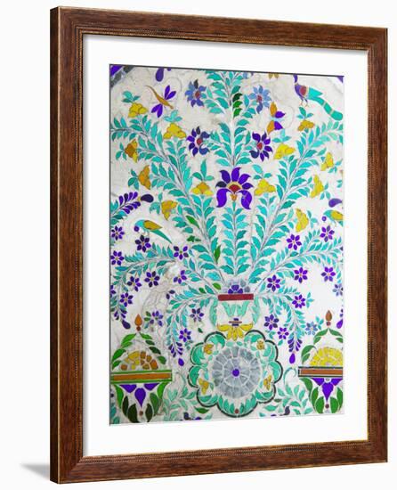 Decorated Tile Painting at City Palace, Udaipur, Rajasthan, India-Keren Su-Framed Photographic Print