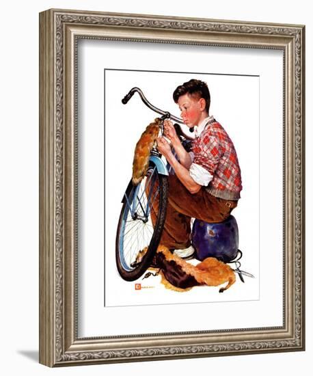 "Decorating His Bike,"March 20, 1937-Douglas Crockwell-Framed Giclee Print