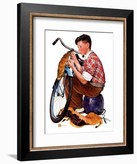 "Decorating His Bike,"March 20, 1937-Douglas Crockwell-Framed Giclee Print