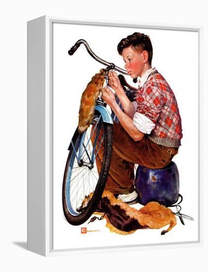 "Decorating His Bike,"March 20, 1937-Douglas Crockwell-Framed Premier Image Canvas