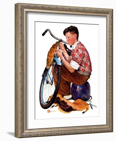 "Decorating His Bike,"March 20, 1937-Douglas Crockwell-Framed Giclee Print