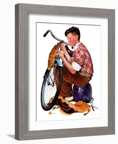 "Decorating His Bike,"March 20, 1937-Douglas Crockwell-Framed Giclee Print