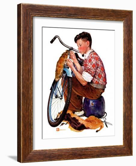 "Decorating His Bike,"March 20, 1937-Douglas Crockwell-Framed Giclee Print