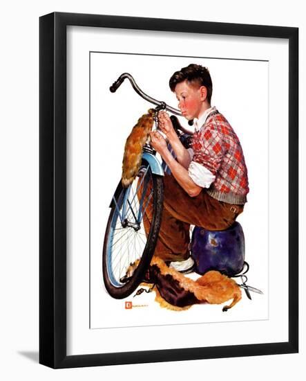 "Decorating His Bike,"March 20, 1937-Douglas Crockwell-Framed Giclee Print