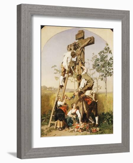 Decorating the Shrine, 1854-Gustave Brion-Framed Giclee Print