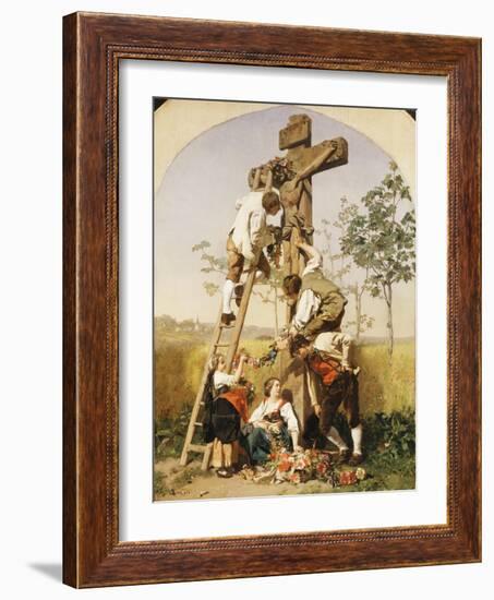 Decorating the Shrine, 1854-Gustave Brion-Framed Giclee Print