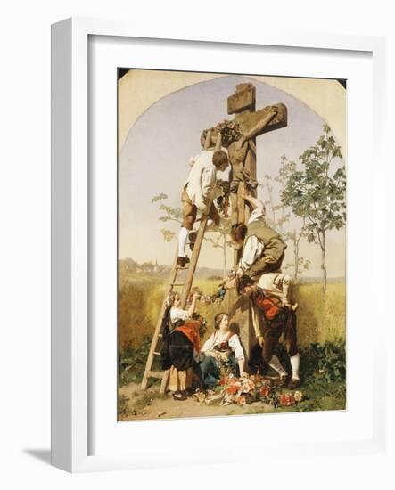 Decorating the Shrine, 1854-Gustave Brion-Framed Giclee Print